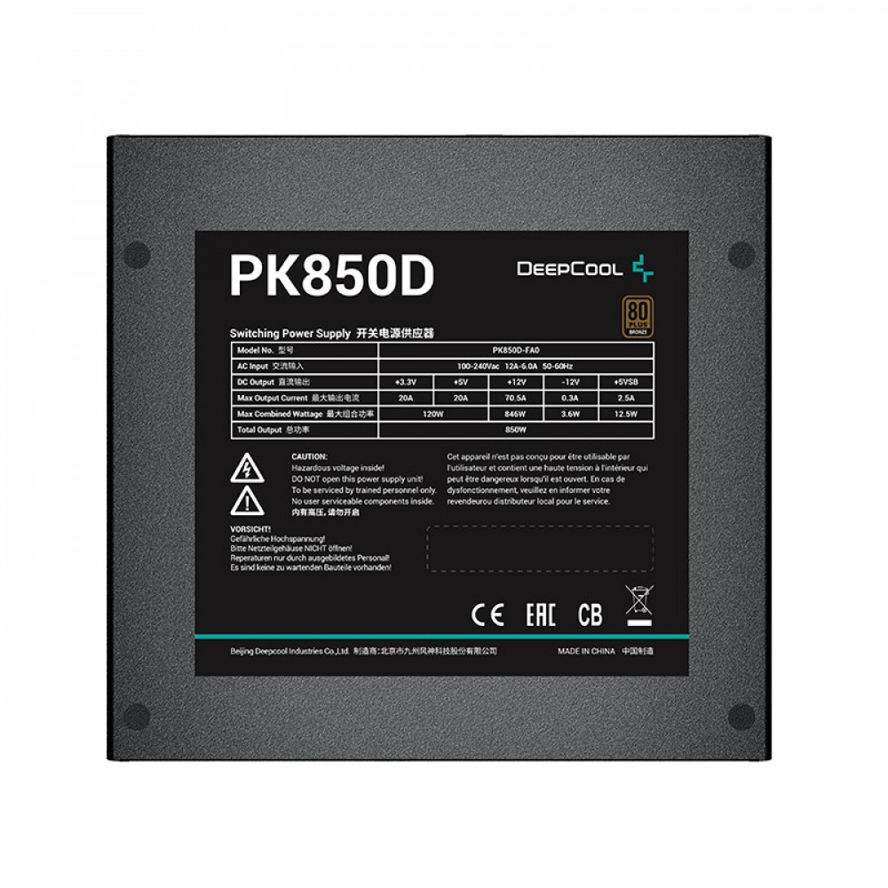 Блок питания DeepCool PK850D (R-PK850D-FA0B-EU) 850W