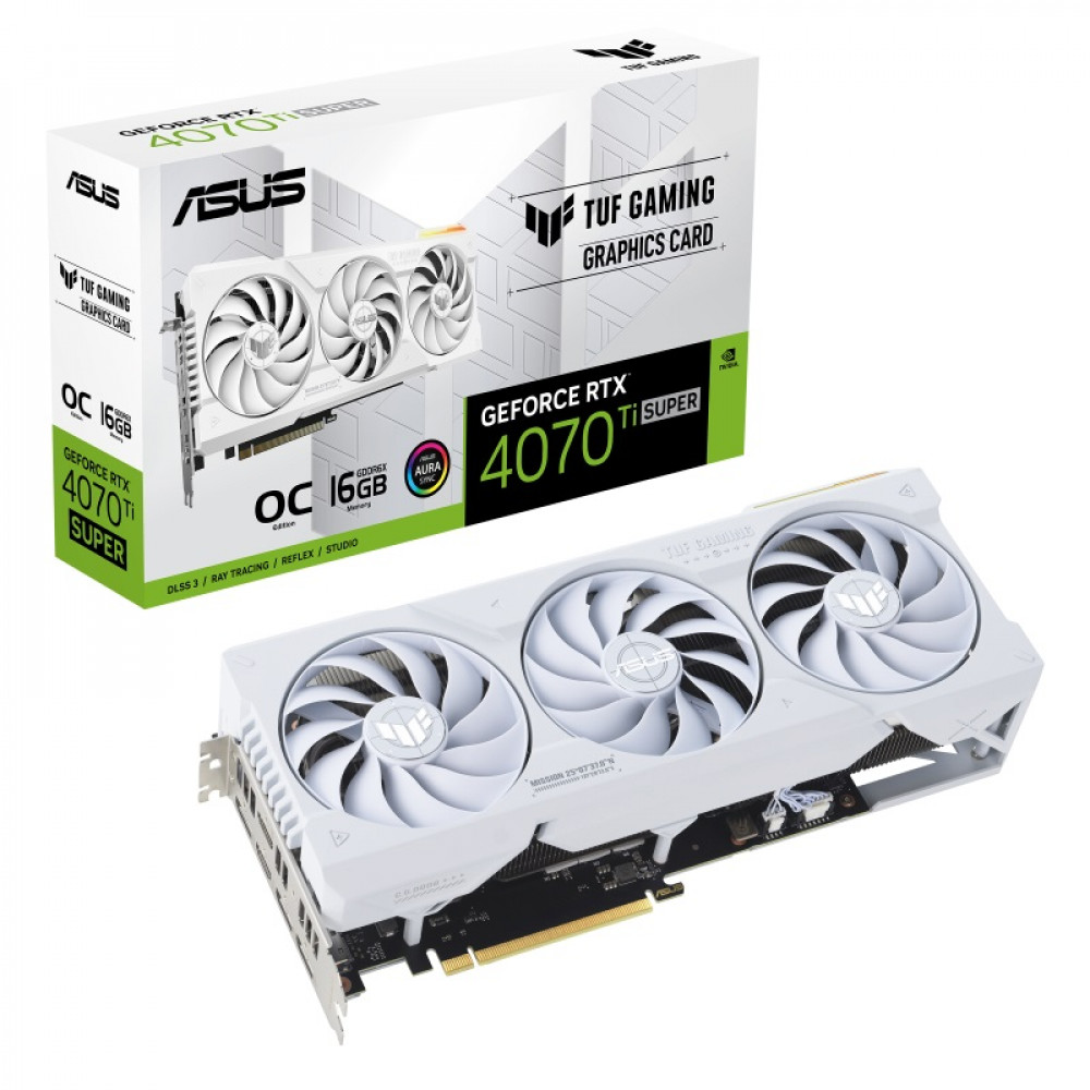 Видеокарта GF RTX 4070 Ti Super 16GB GDDR6X TUF Gaming OC White Asus