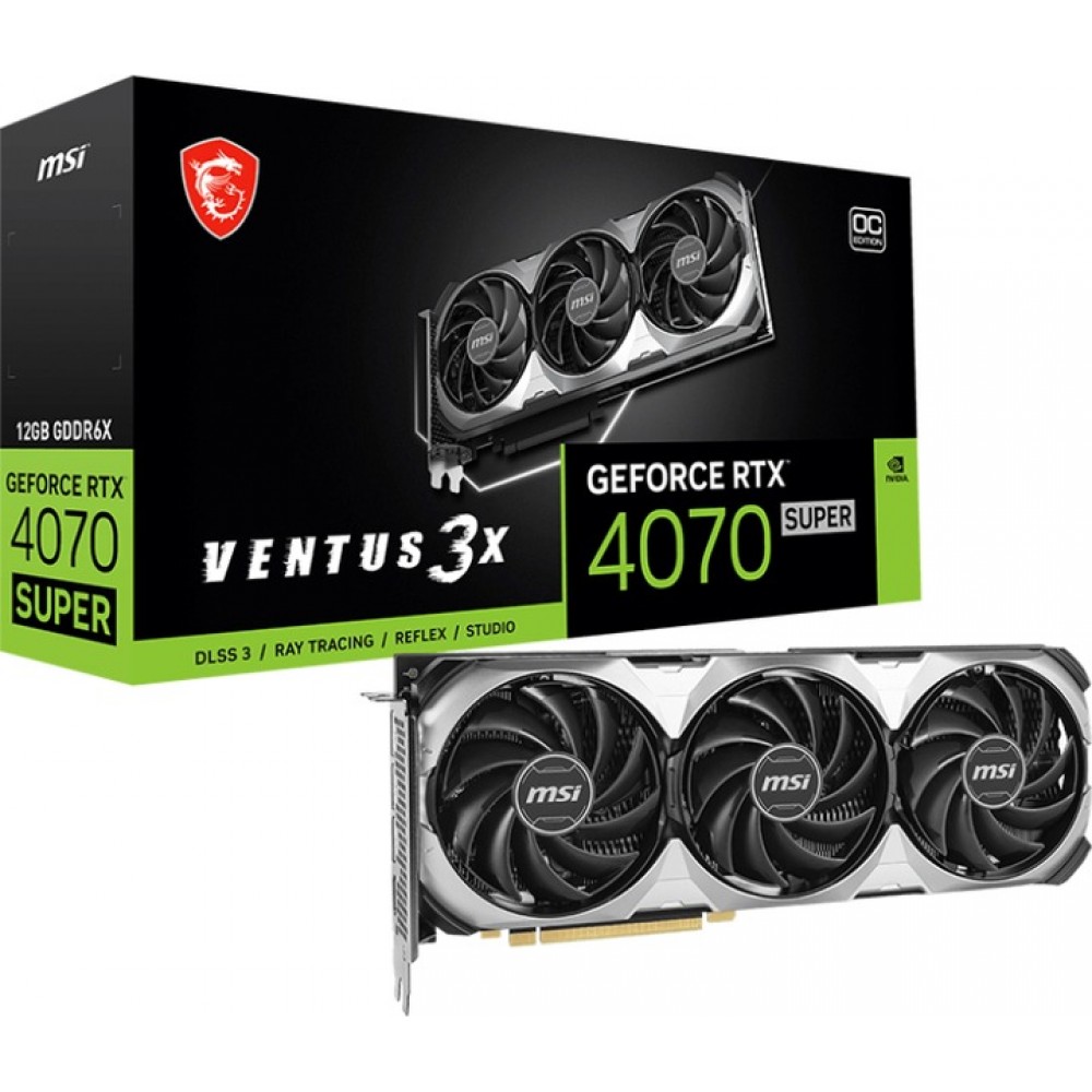 Видеокарта GF RTX 4070 Super 12GB GDDR6X Ventus 3X OC MSI (GeForce RTX 4070 SUPER 12G VENTUS 3X OC)