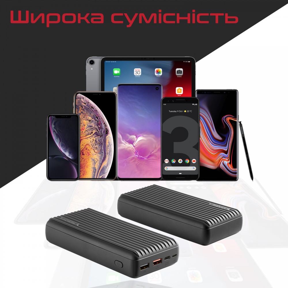 Универсальная мобильная батарея Promate Titan-30 Black 30000mAh