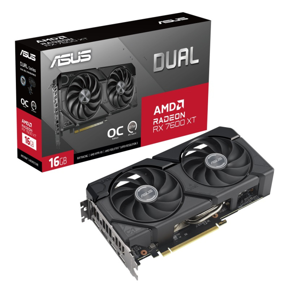 Видеокарта AMD Radeon RX 7600 XT 16GB GDDR6 Dual OC Asus (DUAL-RX7600XT-O16G)