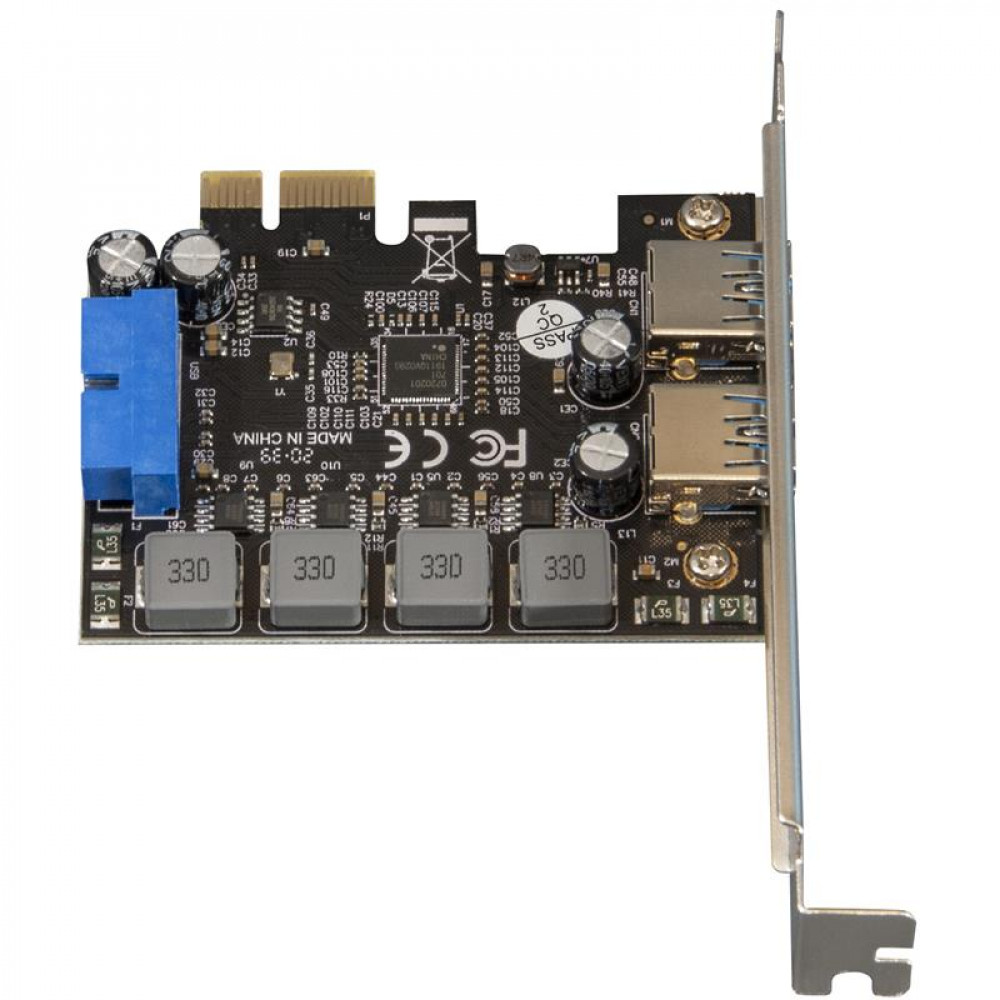 Плата розширення Frime (ECF-PCIEtoUSB006.LP) PCI-E to USB3.0 (2 порти) 3A/порт+19pin NEC720201