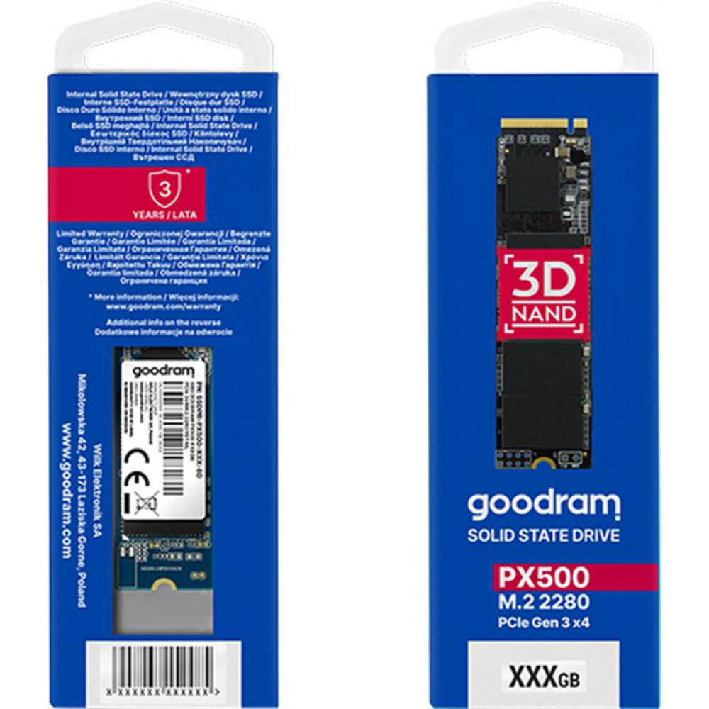 Накопитель SSD 256GB GOODRAM PX500 G.2 M.2 2280 PCIe 3.0 x4 NVMe 3D TLC (SSDPR-PX500-256-80-G2)