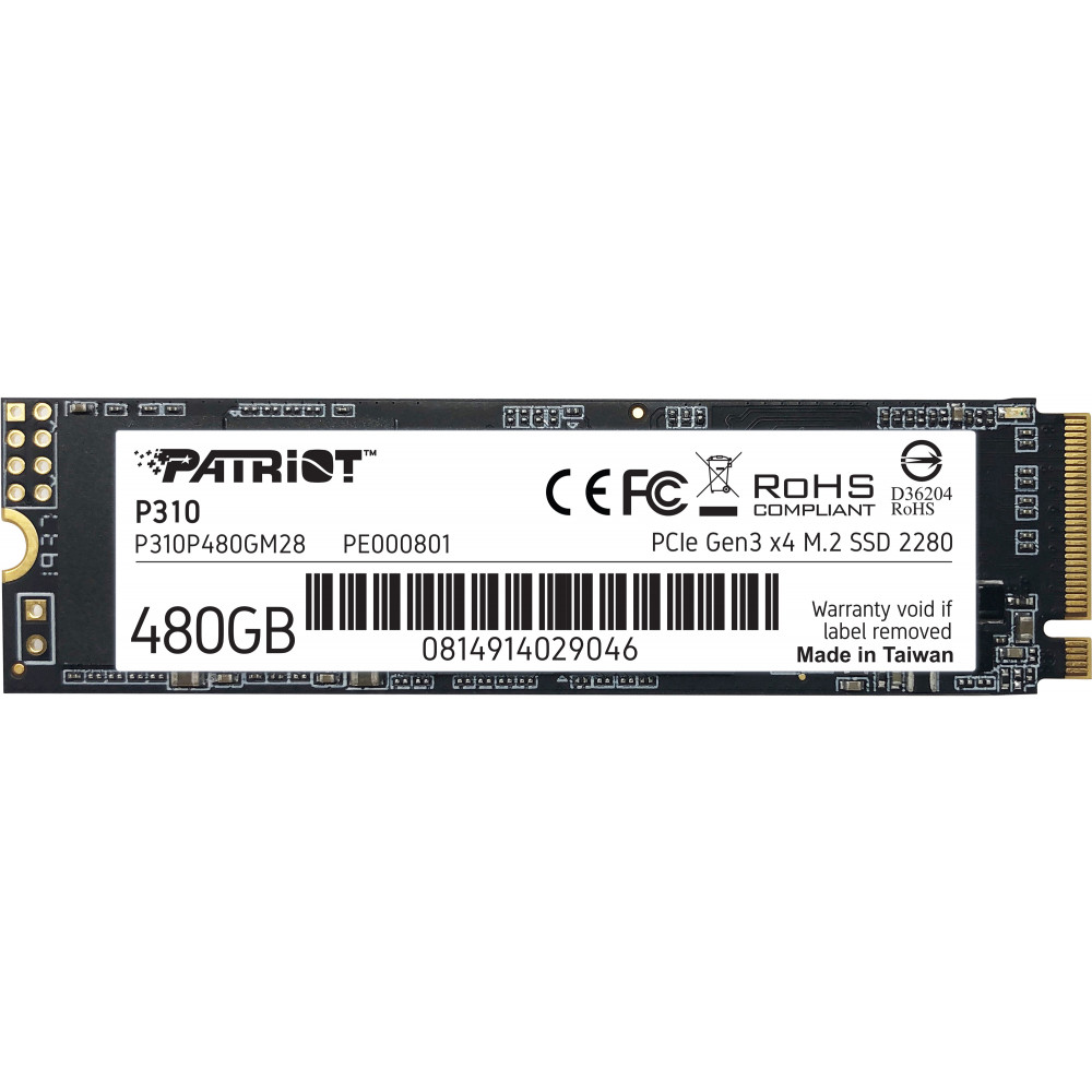 Накопитель SSD 480GB Patriot P310 M.2 2280 PCIe NVMe 4.0 x4 TLC (P310P480GM28)