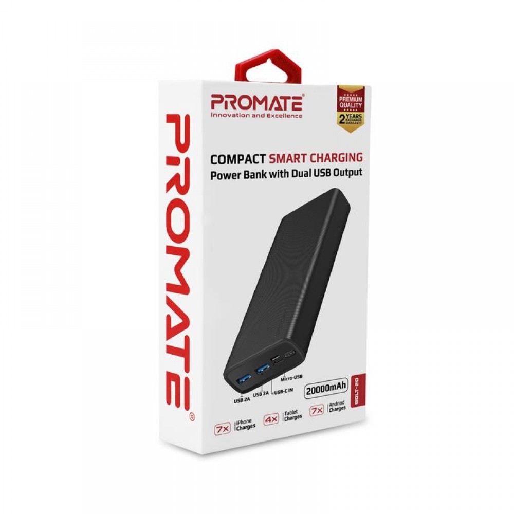 Универсальная мобильная батарея Promate Bolt-20 Black 20000mAh