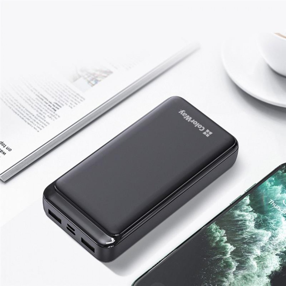 Power Bank ColorWay Slim 20000mAh Black (CW-PB200LPD2BK)