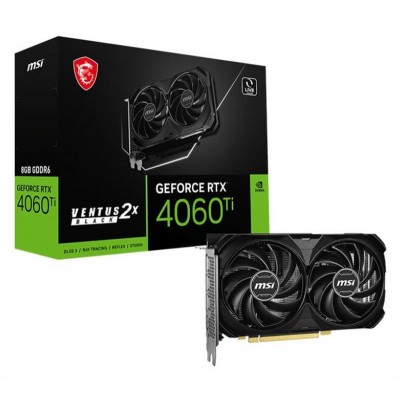 Видеокарта GF RTX 4060 Ti 8GB GDDR6 Ventus 2X Black E1 OC MSI (GeForce RTX 4060 Ti 8G VENTUS 2X BLACK E1 OC)