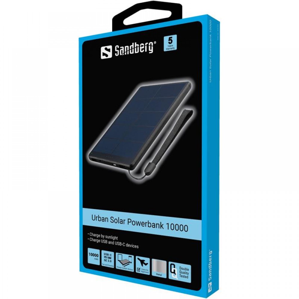 Универсальная мобильная батарея Sandberg Urban Solar Powerbank 10000mAh Black (420-54_VW)