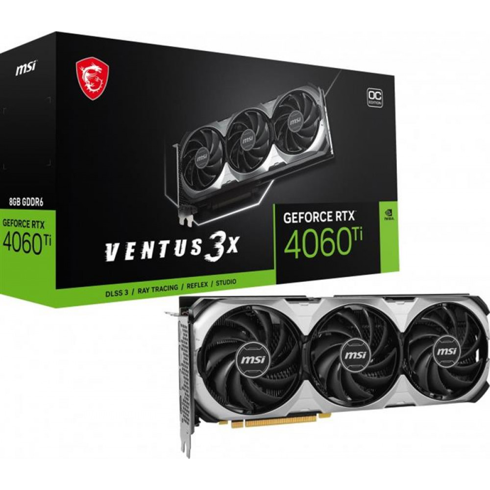 Видеокарта GF RTX 4060 Ti 8GB GDDR6 Ventus 3X OC MSI (GeForce RTX 4060 Ti VENTUS 3X 8G OC)