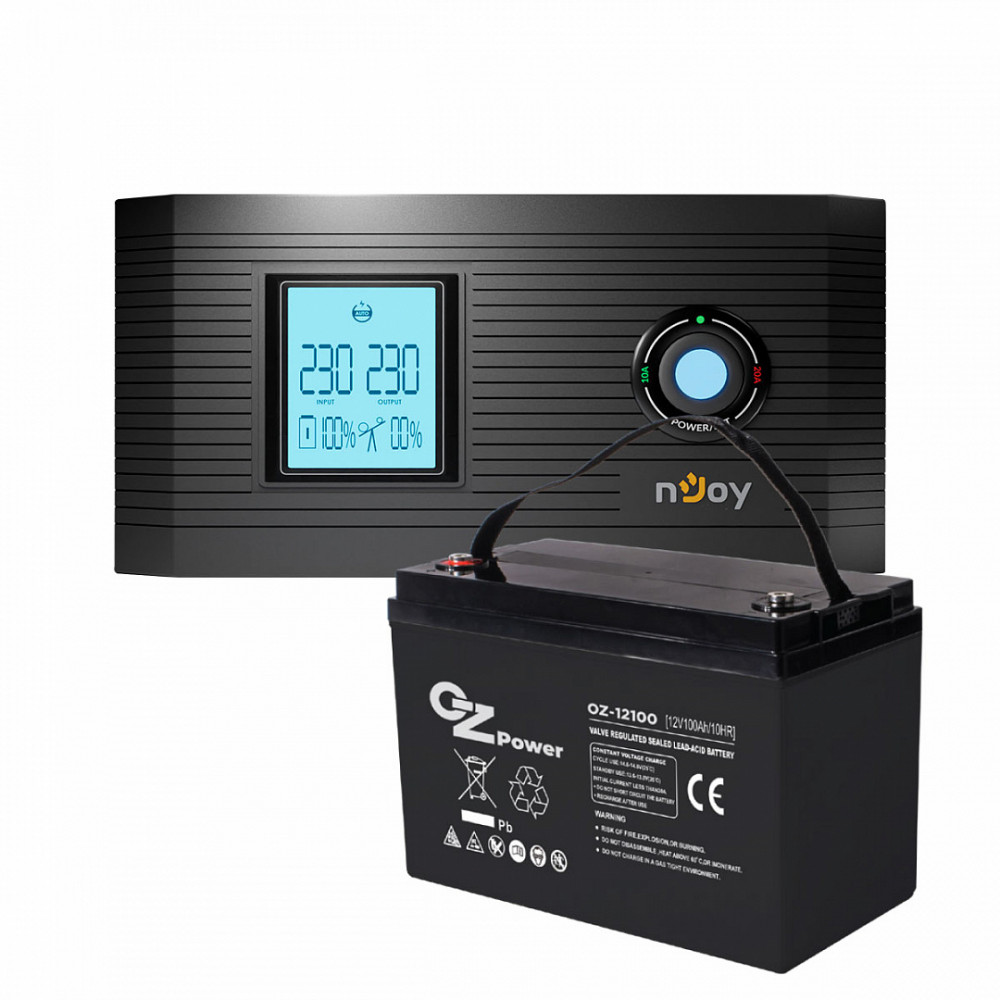 Комплект резервного питания Njoy, ИБП Aira 1200 + АКБ OZ Power OZ12V100 12V 100AH