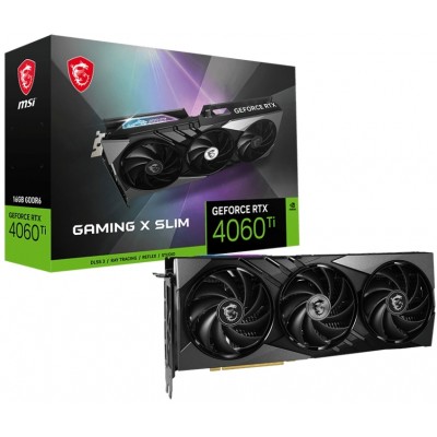 Видеокарта GF RTX 4060 Ti 16G GDDR6 Gaming X Slim MSI (GeForce RTX 4060 Ti GAMING X SLIM 16G)