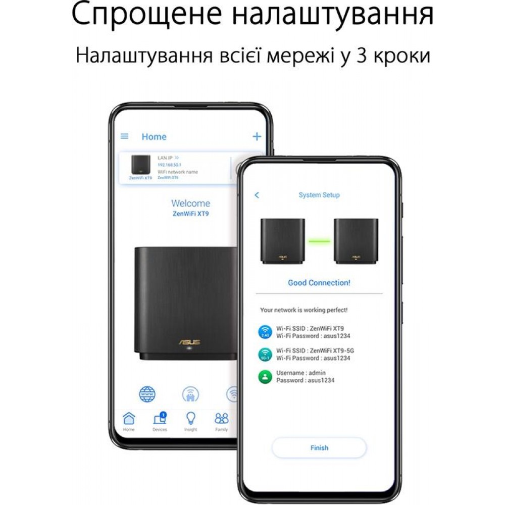 Беспроводной маршрутизатор Asus ZenWiFi XT9 Black 1pk (90IG0740-MO3B50)