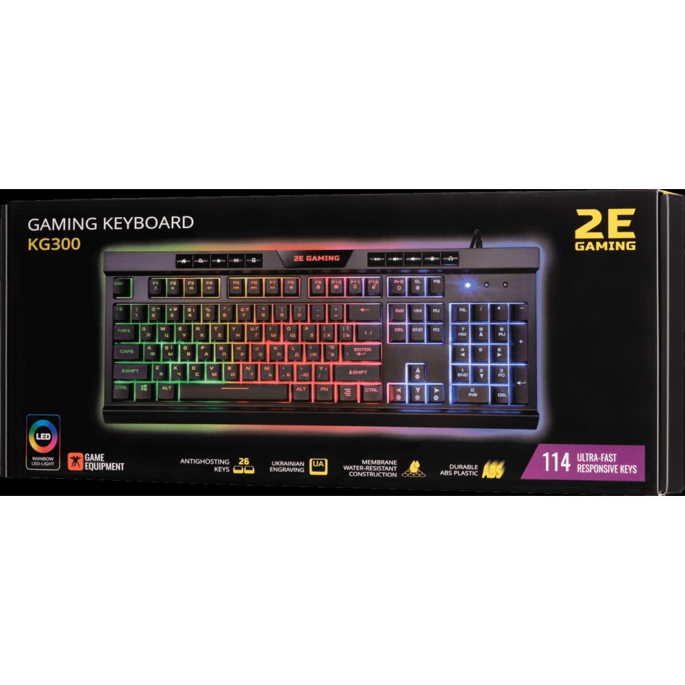 Клавіатура 2E Gaming KG300UB LED Ukr Black (2E-KG300UB)