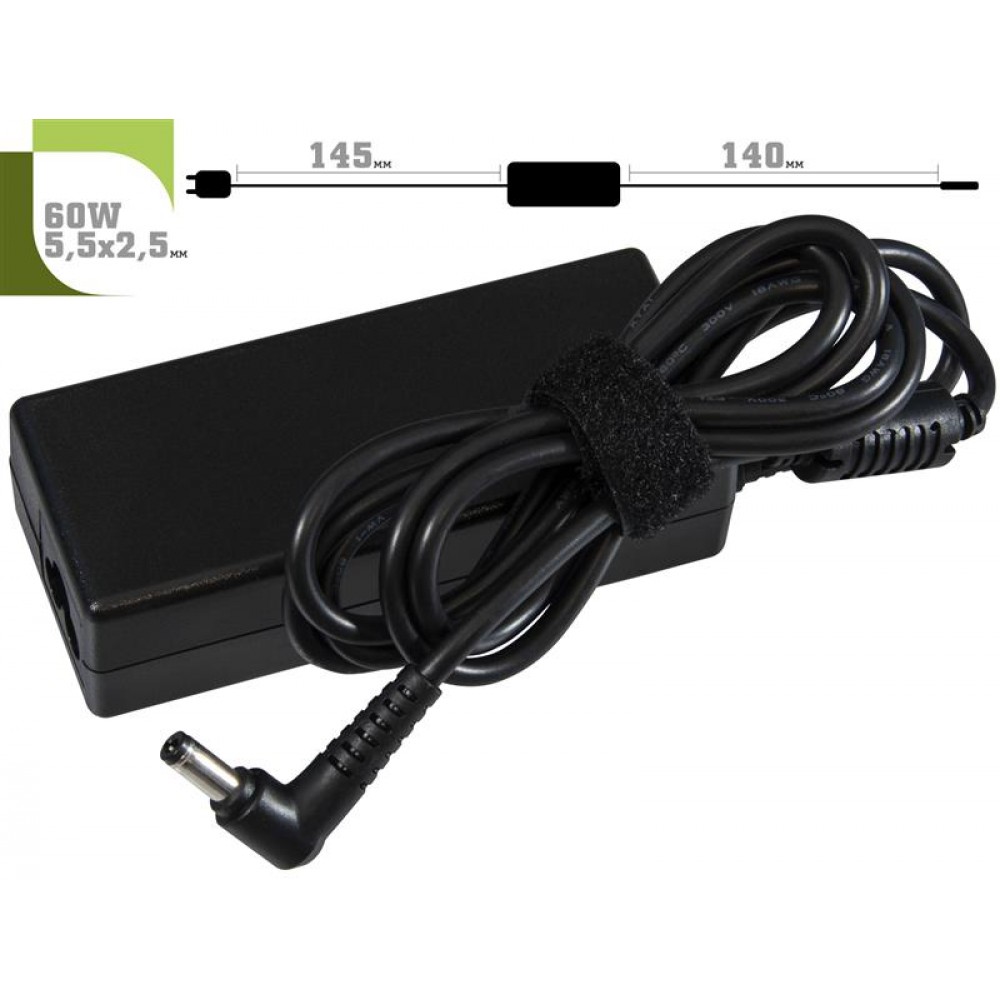 Блок живлення 1StCharger для ноутбука Dell 19V 60W 3.16A 5.5х2.5мм + каб.живл. (AC1STDE60WD)