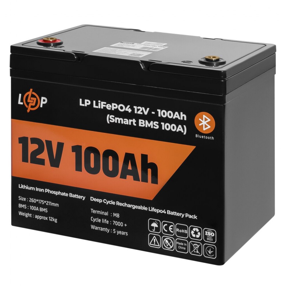 Акумуляторна батарея LogicPower 12V 100 AH (1280Wh) для ДБЖ (Smart BMS 100А) LiFePO4