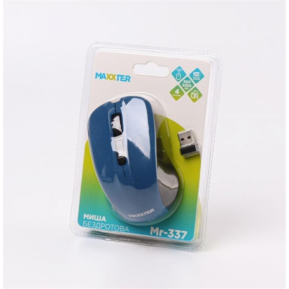 Мышь беспроводная Maxxter Mr-337-Bl Blue