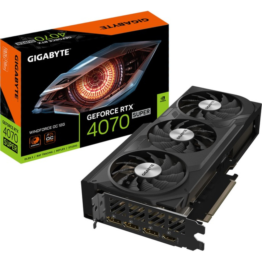 Видеокарта GF RTX 4070 Super 12GB GDDR6X Windforce OC Gigabyte (GV-N407SWF3OC-12GD)