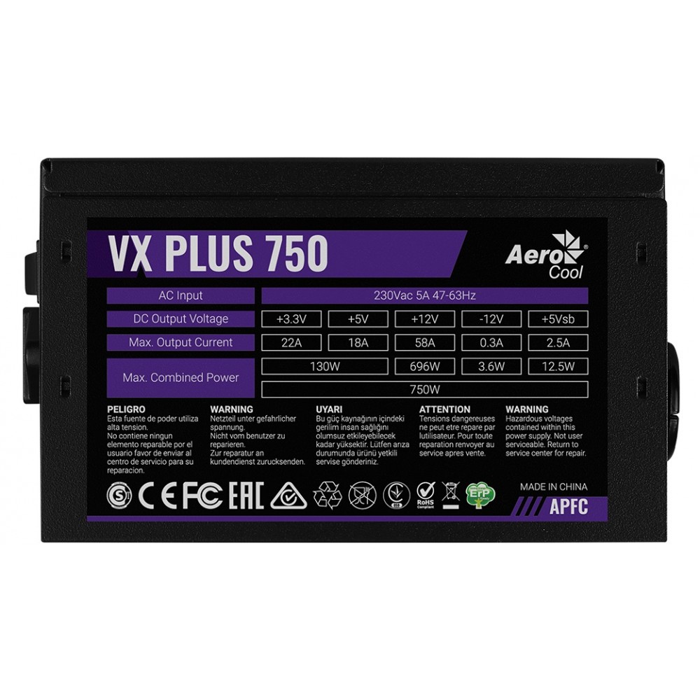 Блок живлення AeroCool VX Plus 750 (ACPN-VS75AEY.11) 750W