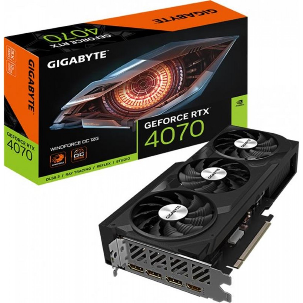 Відеокарта GF RTX 4070 12GB GDDR6X Windforce OC Gigabyte (GV-N4070WF3OC-12GD)