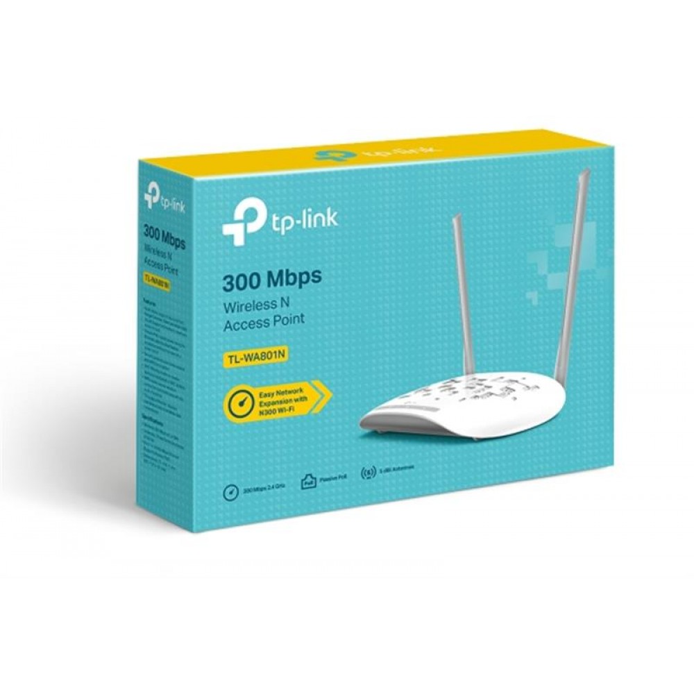 Точка доступу TP-Link TL-WA801N (300Mbps, 100мВт, 2,4Ghz, 2 антени по 5дБі)