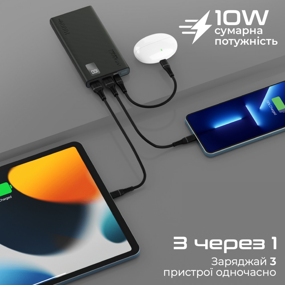 Универсальная мобильная батарея Promate Bolt-10Pro Black 10000mAh