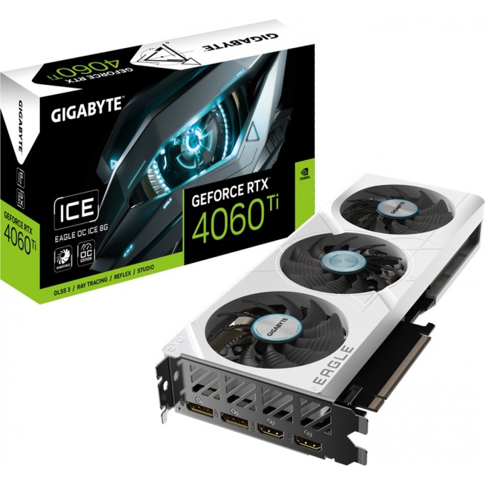 Відеокарта GF RTX 4060 Ti 8GB GDDR6 Eagle OC Ice Gigabyte (GV-N406TEAGLE OC ICE-8GD)