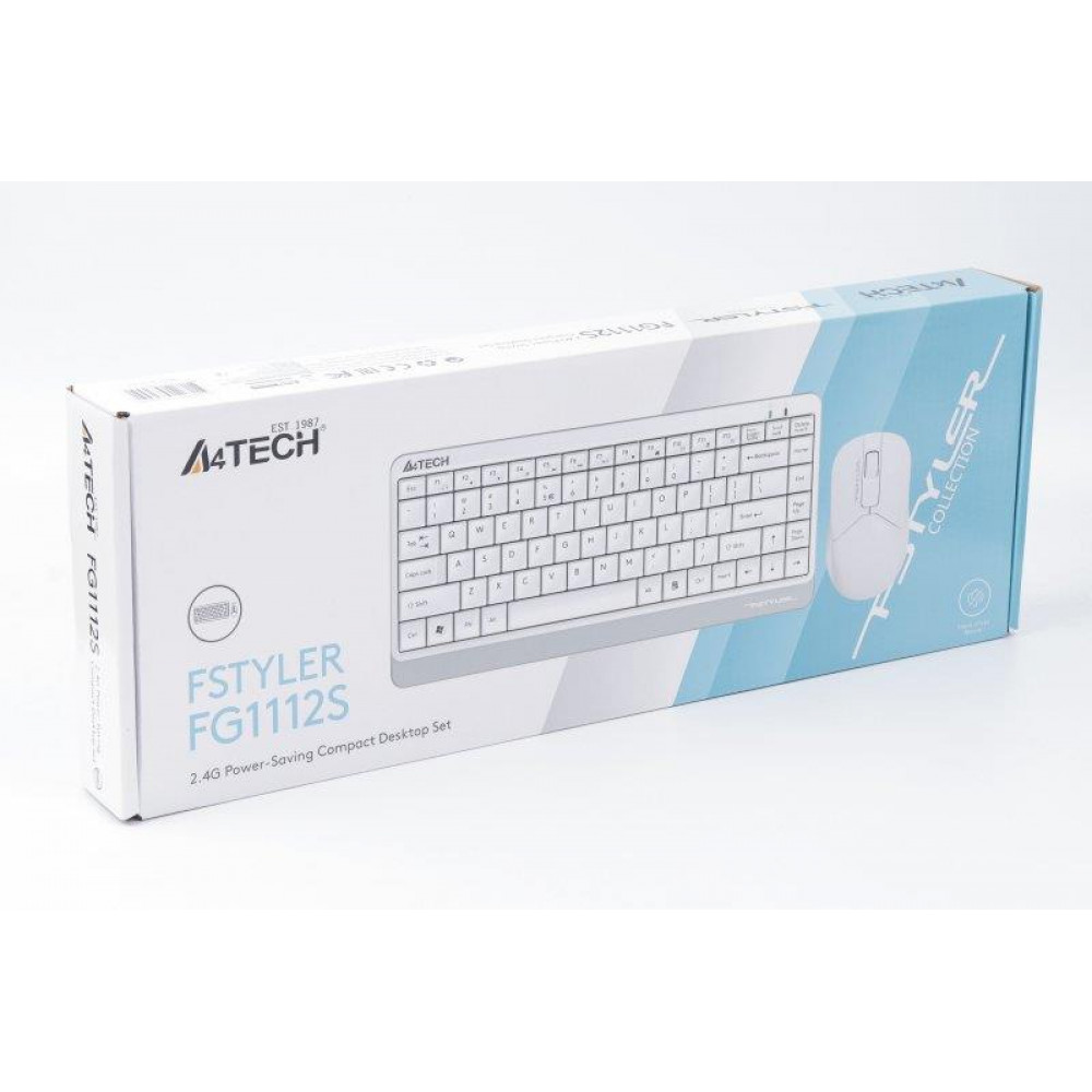 Комплект (клавиатура, мышка) беспроводной A4Tech FG1112S White USB