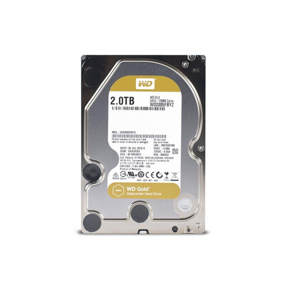 Накопитель HDD SATA 2.0TB WD Gold 7200rpm 128MB (WD2005FBYZ)