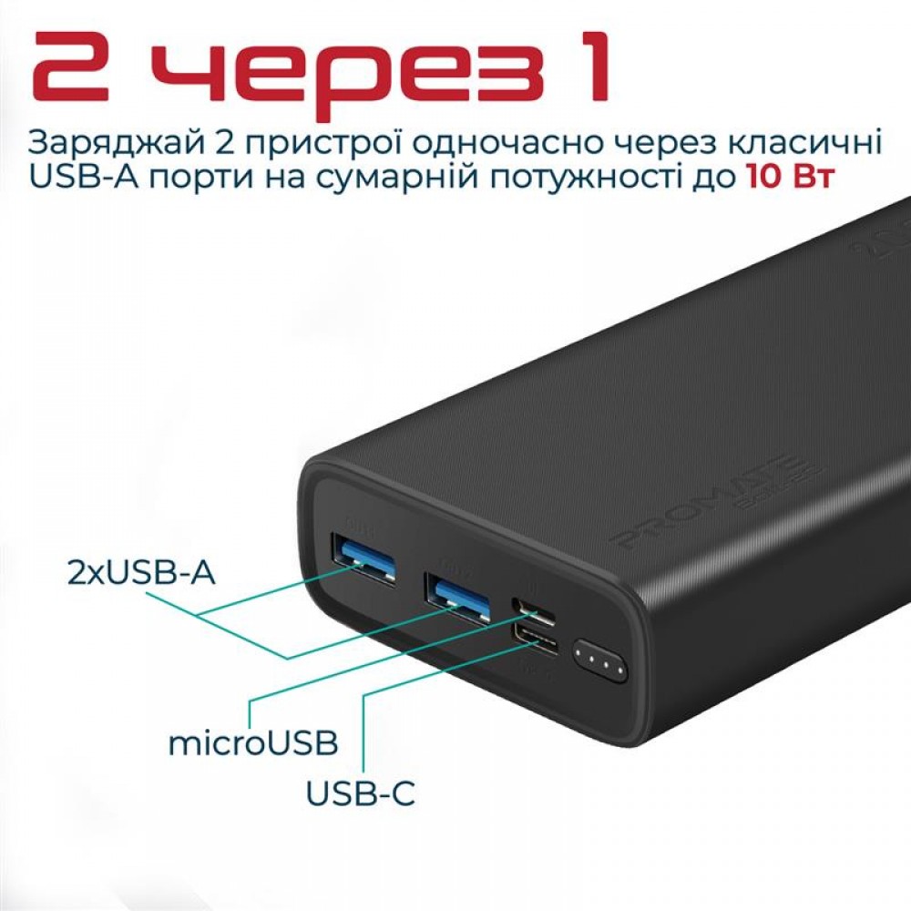 Универсальная мобильная батарея Promate Bolt-20 Black 20000mAh