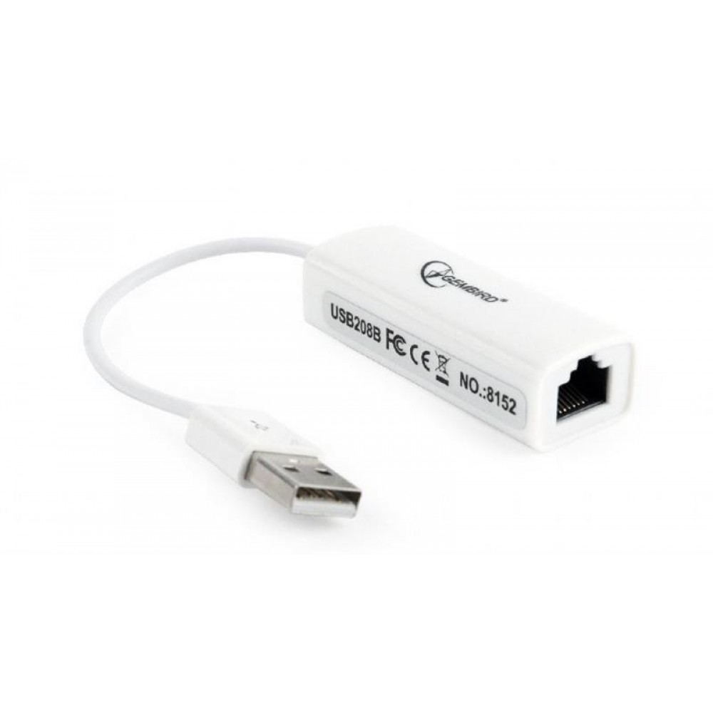 Сетевой адаптер Gembird (NIC-U2-02) USB - Fast Ethernet, белый