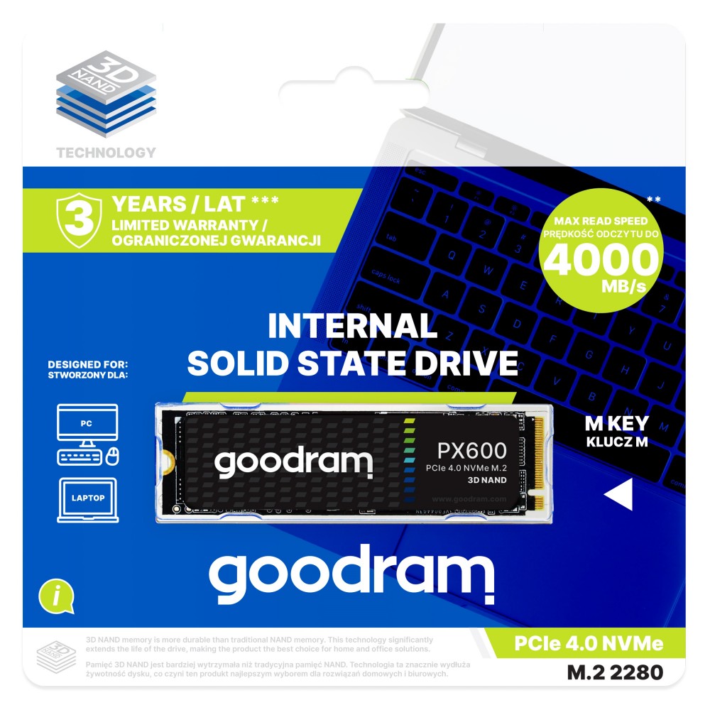 Накопичувач SSD 500GB Goodram PX600 M.2 2280 PCIe 4.0 x4 NVMe 3D TLC (SSDPR-PX600-500-80)