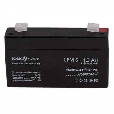 Аккумуляторная батарея LogicPower LPM 6V 1.3AH (LPM 6 – 1.3 AH) AGM
