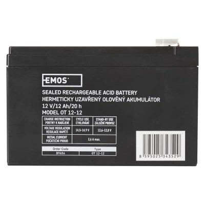 Акумуляторна батарея Emos B9656 12V 12AH (FAST.6.3 MM) AGM