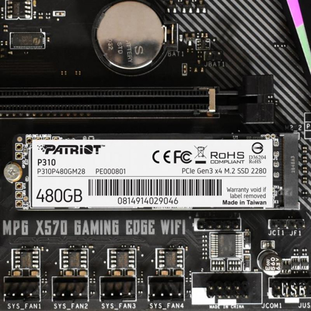 Накопитель SSD 480GB Patriot P310 M.2 2280 PCIe NVMe 4.0 x4 TLC (P310P480GM28)