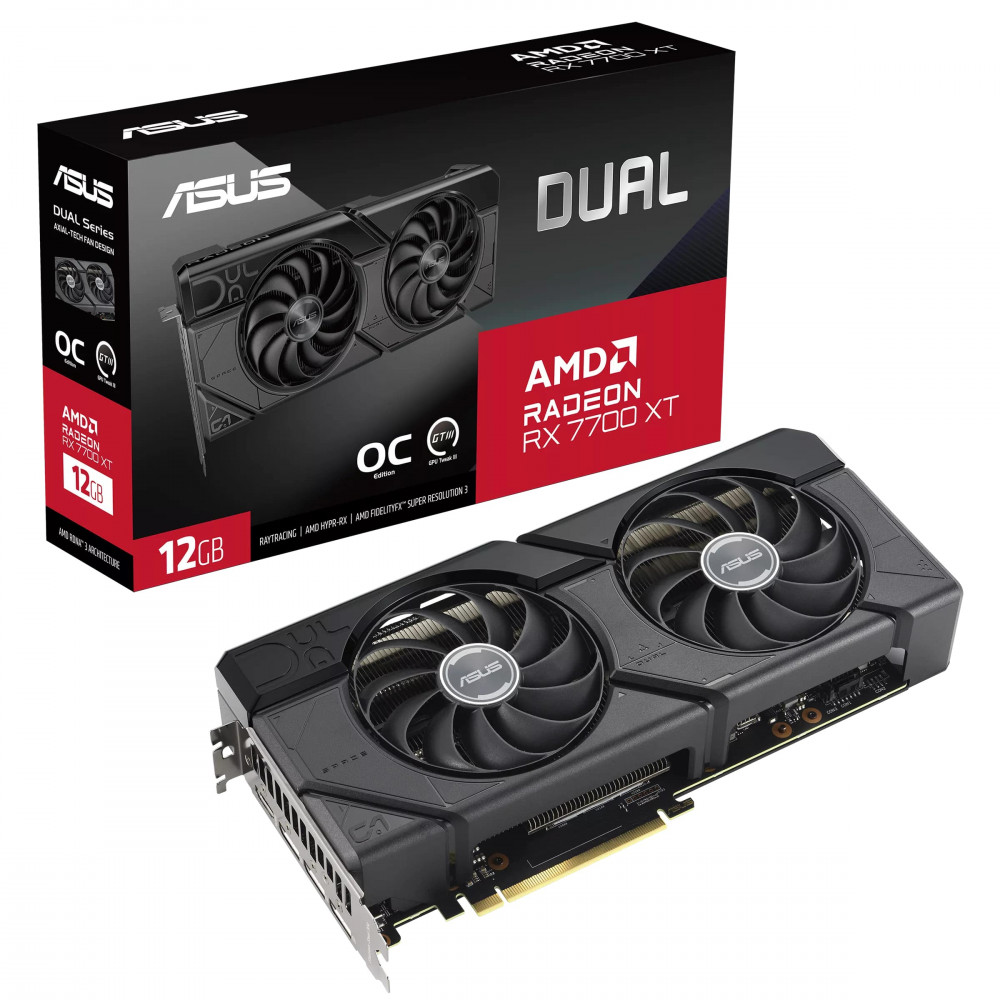 Видеокарта AMD Radeon RX 7700 XT 12GB GDDR6 Dual OC Asus (DUAL-RX7700XT-O12G)