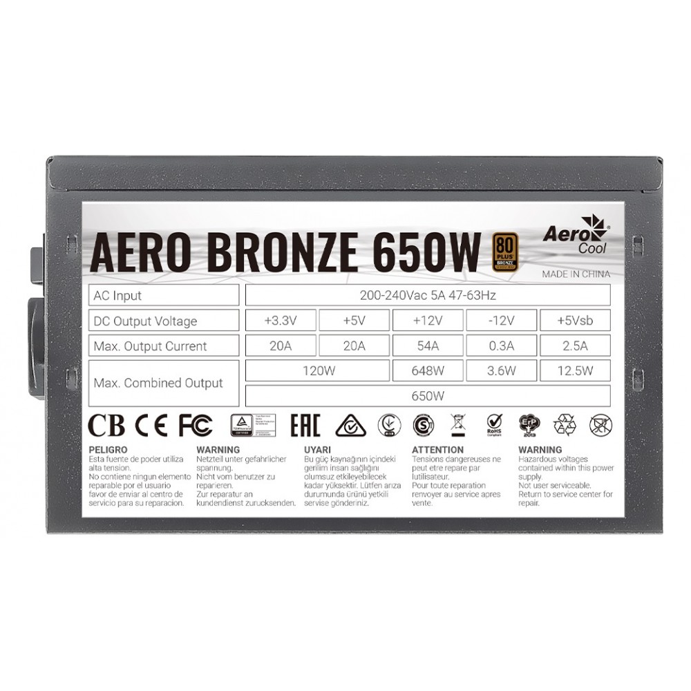 Блок живлення AeroCool Aero Bronze 650 (ACPB-AR65AEC.11) 650W