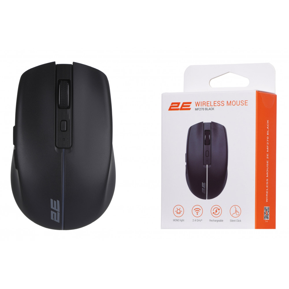 Мышь беспроводная 2E MF270 Silent Rechargeable WL Black (2E-MF270WBK)