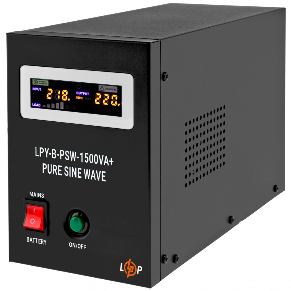 ДБЖ LogicPower LPY-B-PSW-1500VA+ (1050Вт)10A/15A, Lin.int., AVR, 2 x евро, метал