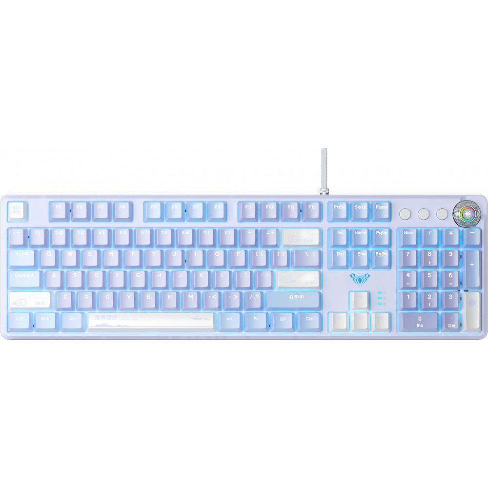 Клавиатура Aula Mechanical F2088 PRO White/Violet, plus 9 Purple keys KRGD blue (6948391234915)