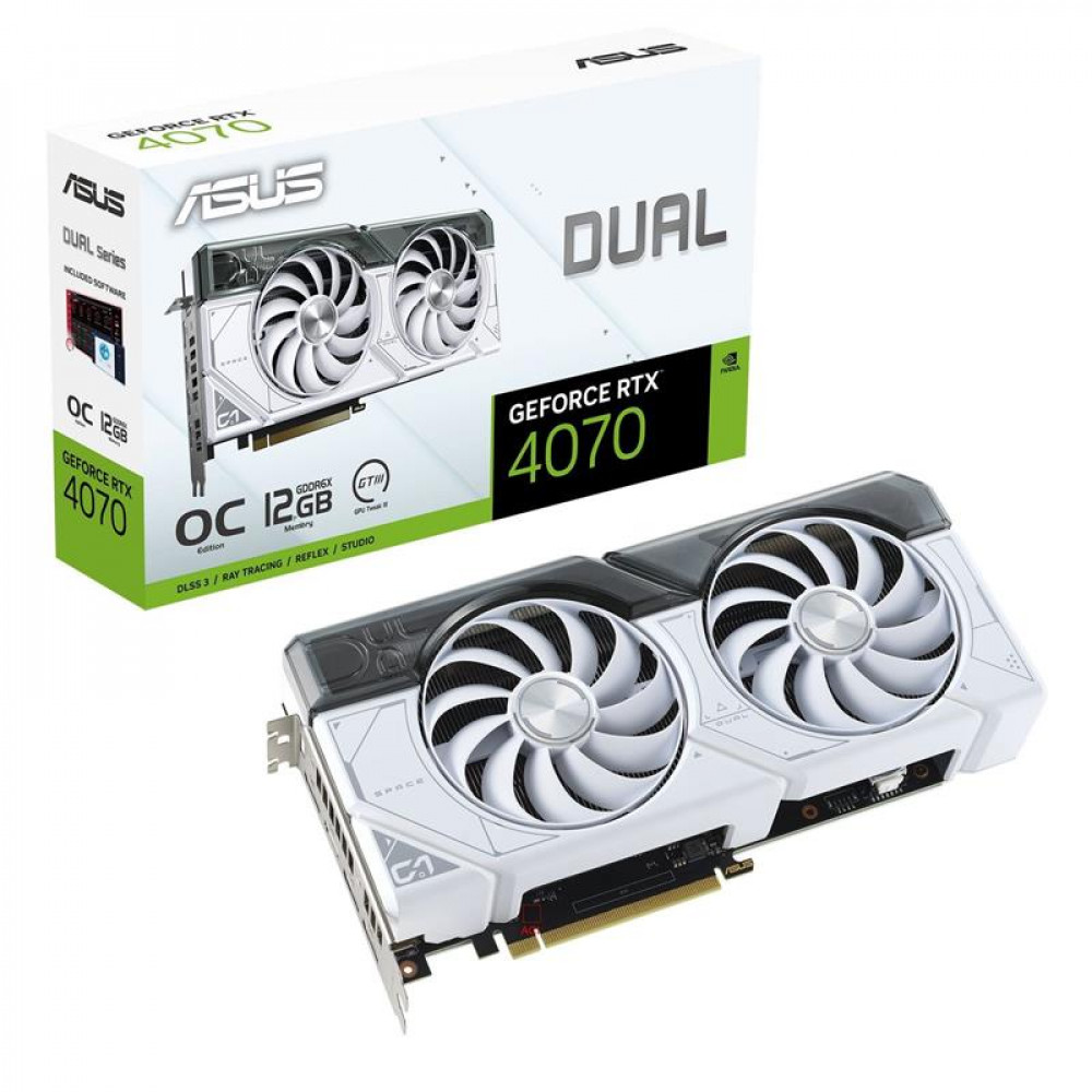 Видеокарта GF RTX 4070 12GB GDDR6X Dual OC White Asus (DUAL-RTX4070-O12G-WHITE)