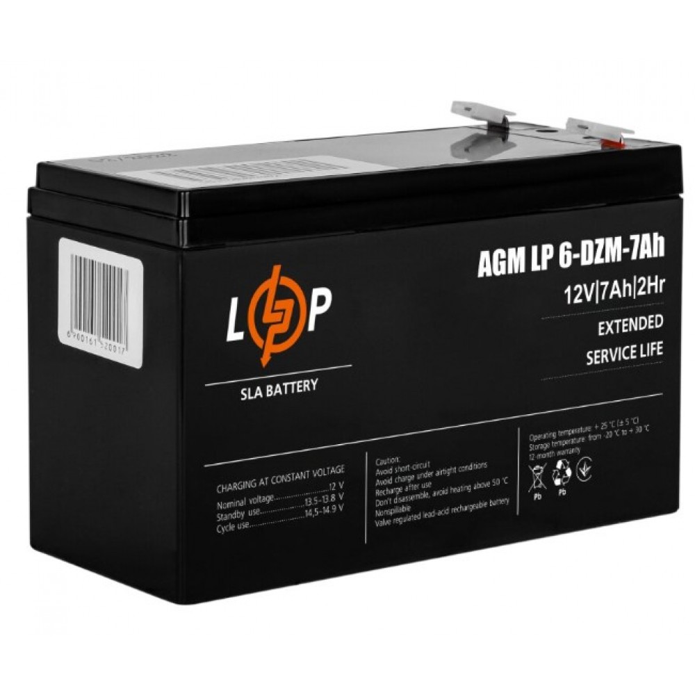 Акумуляторна батарея LogicPower 12V 7AH (LP 6-DZM-7 Ah) AGM