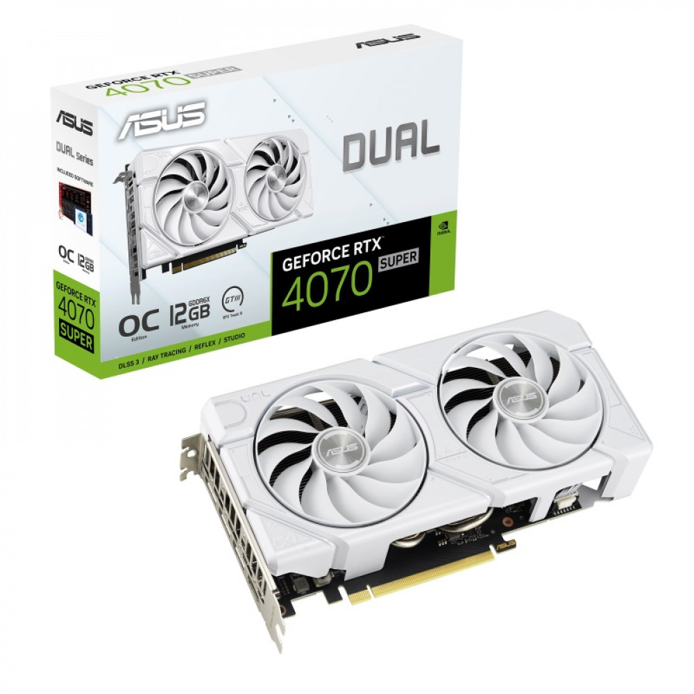 Видеокарта GF RTX 4070 Super 12GB GDDR6X Dual EVO White OC Asus (DUAL-RTX4070S-O12G-EVO-WHITE)