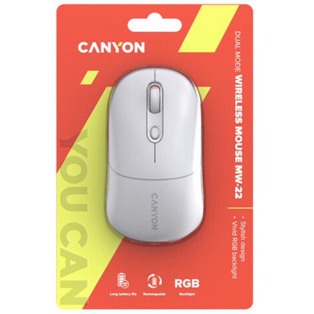 Миша бездротова Canyon MW-22 Dual Band RGB Wireless Snow White (CNS-CMSW22SW)