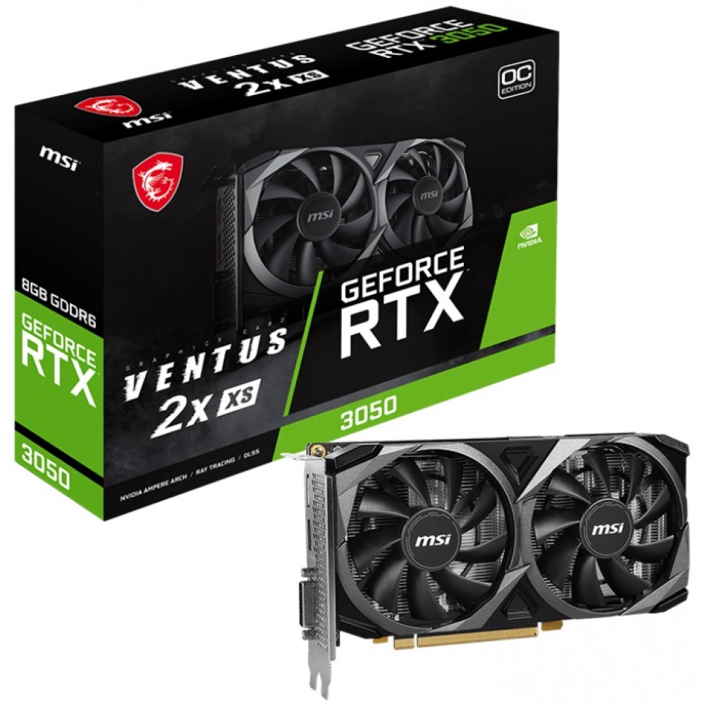 Відеокарта GF RTX 3050 8GB GDDR6 Ventus 2X XS OC MSI (GeForce RTX 3050 VENTUS 2X XS 8G OC)