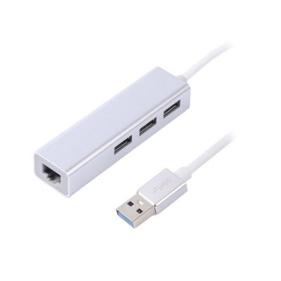 Концентратор USB Maxxter 3хUSB3.0, RJ-45, метал, Grey (NEAH-3P-01)