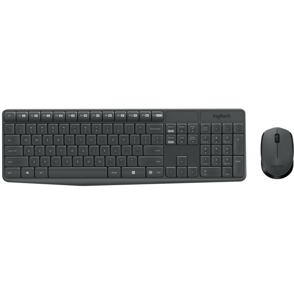 Комплект (клавіатура, мишка) бездротовий Logitech MK235 ENG/UKR Grey USB (920-007931)