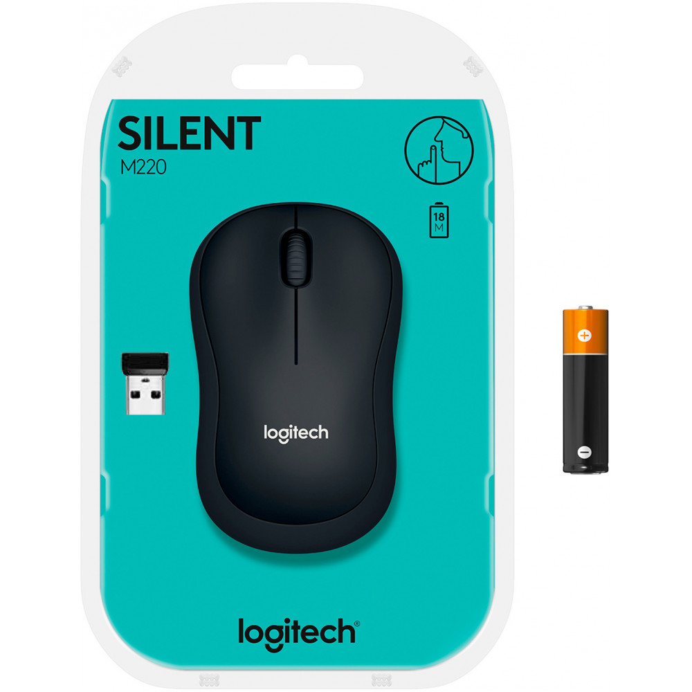 Мышь беспроводная Logitech M220 Silent Charcoal (910-004878)