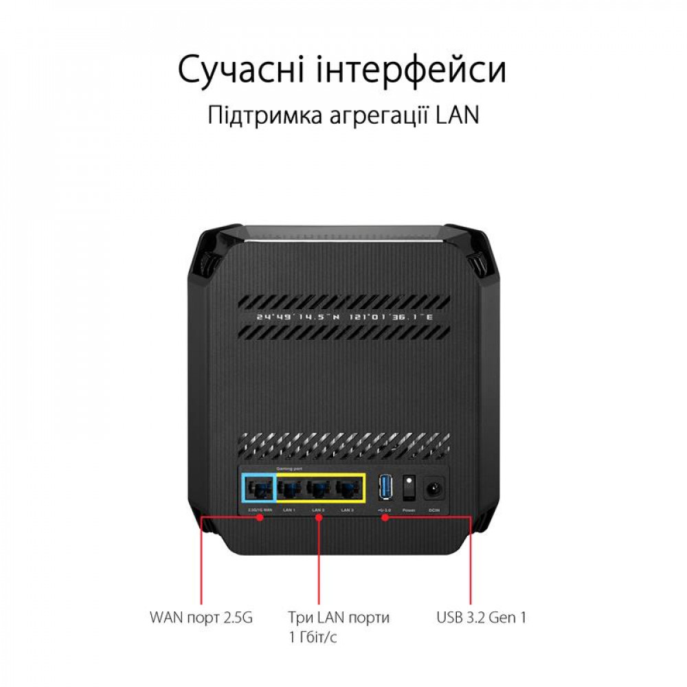 Wi-Fi Mesh система Asus ROG Rapture Gaming Mesh System GT6 Black 2PK (B-2-PK)