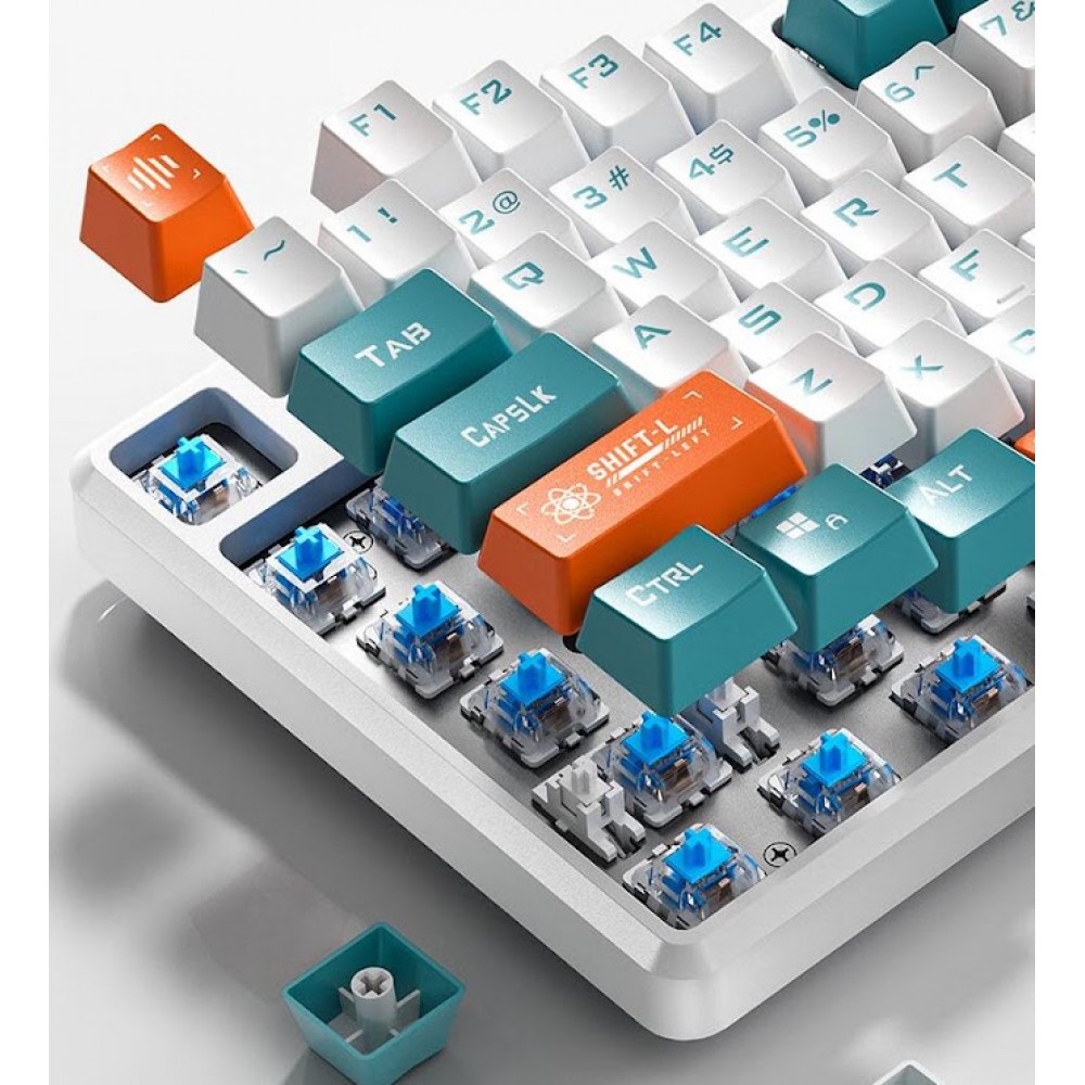 Клавиатура Aula Mechanical F2088 PRO White/Blue, plus 9 Orange keys KRGD blue (6948391234908)