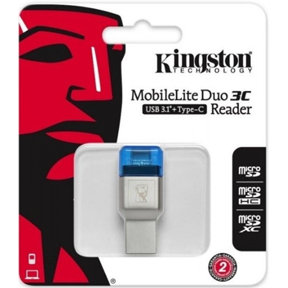 Кардрідер Kingston MobileLite Duo 3C Dual Interface USB3.1 Type-A and Type-C microSD (FCR-ML3C) Metall Casing